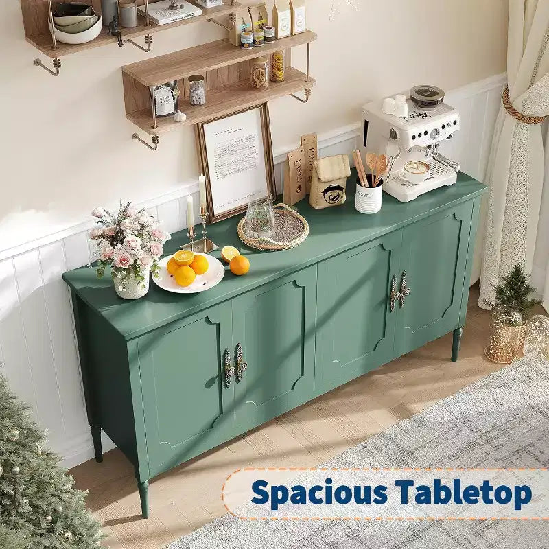 Credenza da Buffet Moderna da 59 Pollici con Mobile Contenitore, 4 Ante e Scaffali Regolabili, Credenza Mobile Bar per Sala da Pranzo e Soggiorno