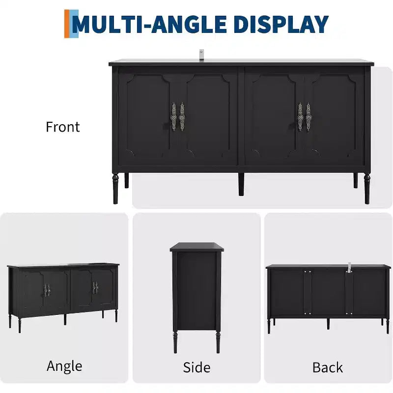 Credenza da Buffet Moderna da 59 Pollici con Mobile Contenitore, 4 Ante e Scaffali Regolabili, Credenza Mobile Bar per Sala da Pranzo e Soggiorno