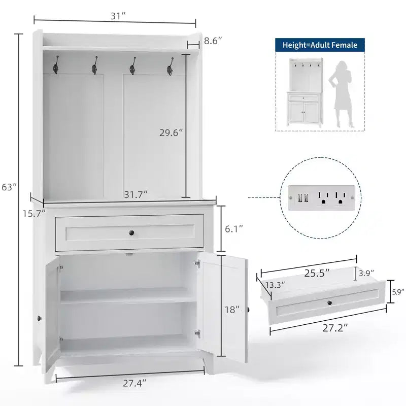 Mobile Buffet Credenza da 160 cm, Mobiletto con 4 Ganci, Cassetto e Ripiani Regolabili, Mobile Contenitore per Cucina, Salotto e Sala da Pranzo