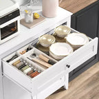 Mobile Buffet Credenza da 160 cm, Mobiletto con 4 Ganci, Cassetto e Ripiani Regolabili, Mobile Contenitore per Cucina, Salotto e Sala da Pranzo