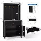 Mobile Buffet Credenza da 160 cm, Mobiletto con 4 Ganci, Cassetto e Ripiani Regolabili, Mobile Contenitore per Cucina, Salotto e Sala da Pranzo