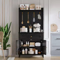 63'' Sideboard Buffet Cabinet, 4 Hooks Cabinet with Drawer & Adjustable Shelves, Kitchen Storage for Kitchen, Living Room & Dining Room