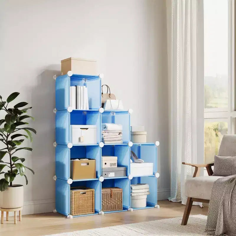 Organizzatore portaoggetti a 9 cubi - Scaffale modulare per cubi resistente, 30 x 30 x 30 cm, ripiani per armadio fai da te impilabili con piedini anti-ribaltamento e kit di attrezzi