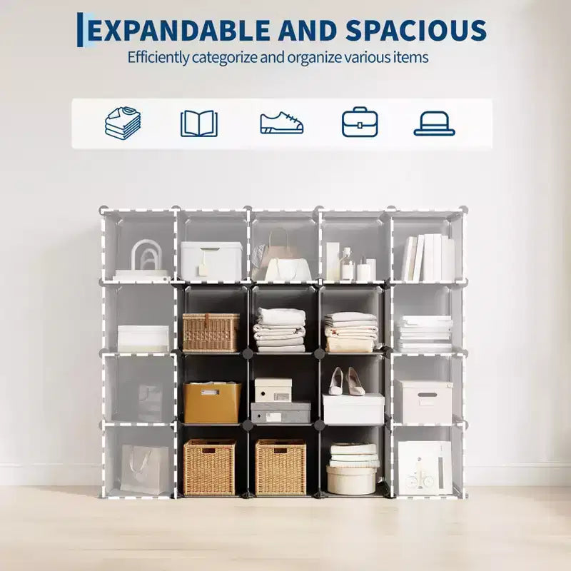 Organizzatore portaoggetti a 9 cubi - Scaffale modulare per cubi resistente, 30 x 30 x 30 cm, ripiani per armadio fai da te impilabili con piedini anti-ribaltamento e kit di attrezzi