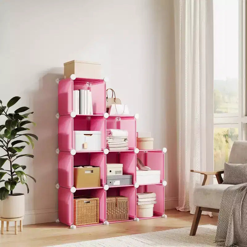 Organizzatore portaoggetti a 9 cubi - Scaffale modulare per cubi resistente, 30 x 30 x 30 cm, ripiani per armadio fai da te impilabili con piedini anti-ribaltamento e kit di attrezzi