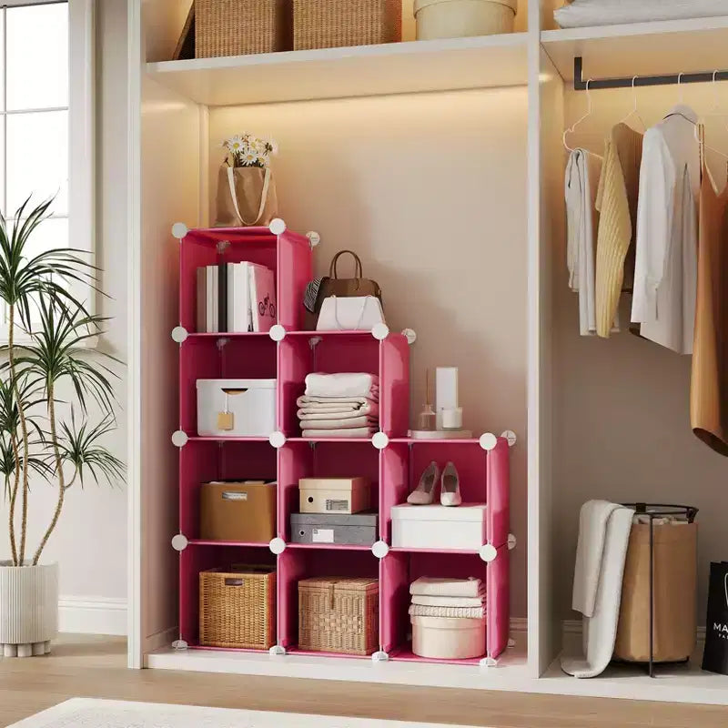 Organizzatore portaoggetti a 9 cubi - Scaffale modulare per cubi resistente, 30 x 30 x 30 cm, ripiani per armadio fai da te impilabili con piedini anti-ribaltamento e kit di attrezzi