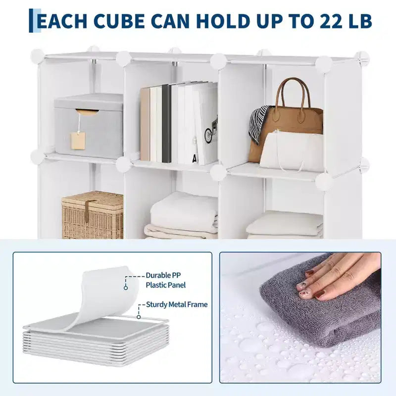 Organizzatore portaoggetti a 9 cubi - Scaffale modulare per cubi resistente, 30 x 30 x 30 cm, ripiani per armadio fai da te impilabili con piedini anti-ribaltamento e kit di attrezzi