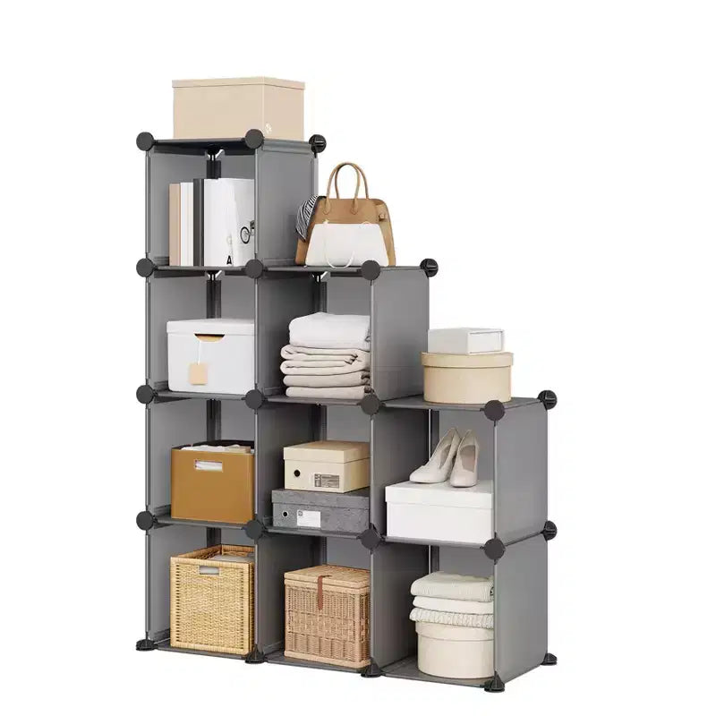 9-Cube Storage Organizer - Heavy-Duty Modular Cube Shelf, 11.8 x 11.8 x 11.8 Stackable DIY Closet Shelves with Anti-Tip Feet & Tool Kit