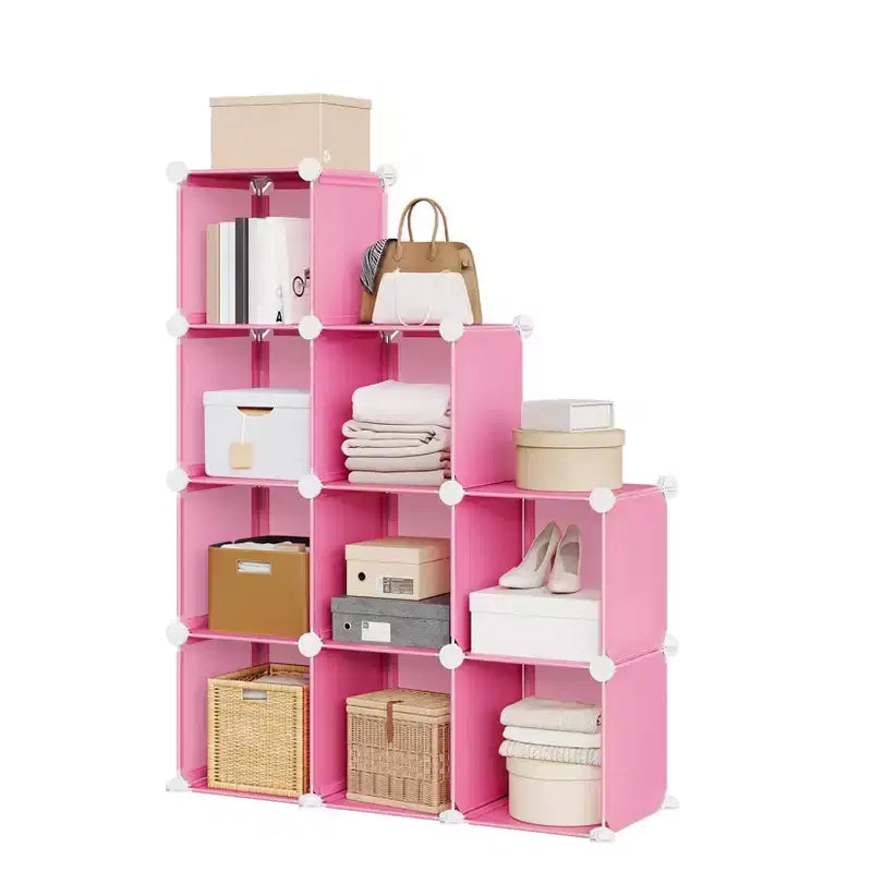 9-Cube Storage Organizer - Heavy-Duty Modular Cube Shelf, 11.8 x 11.8 x 11.8 Stackable DIY Closet Shelves with Anti-Tip Feet & Tool Kit