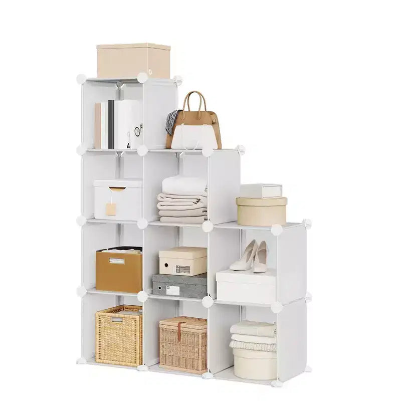 9-Cube Storage Organizer - Heavy-Duty Modular Cube Shelf, 11.8 x 11.8 x 11.8 Stackable DIY Closet Shelves with Anti-Tip Feet & Tool Kit