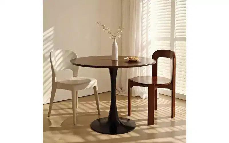 Tavolo da Pranzo Rotondo Mid-Century da 31,5 Pollici, Tavolo da Pranzo Moderno, Tavolo da Cucina Rotondo Tulip, Tavolino da Salotto, Colore Noce