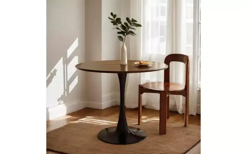 Tavolo da Pranzo Rotondo Mid-Century da 31,5 Pollici, Tavolo da Pranzo Moderno, Tavolo da Cucina Rotondo Tulip, Tavolino da Salotto, Colore Noce