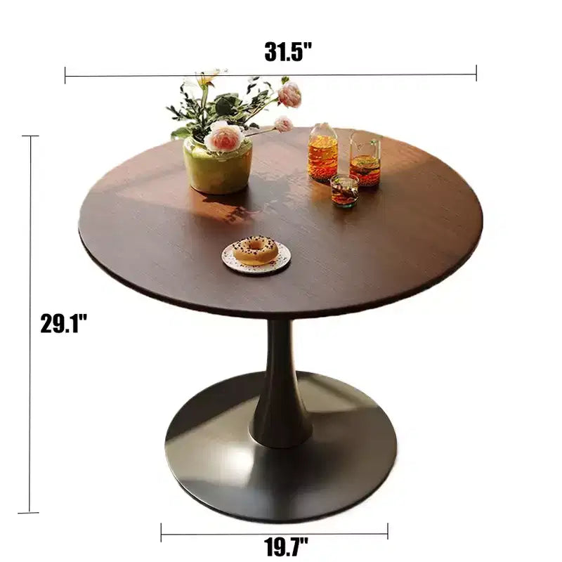 31.5 Inch Mid-Century Round Dining Table, Modern Dining Table, Tulip Round Kitchen Table, Living Room Coffee Table, Walnut Color