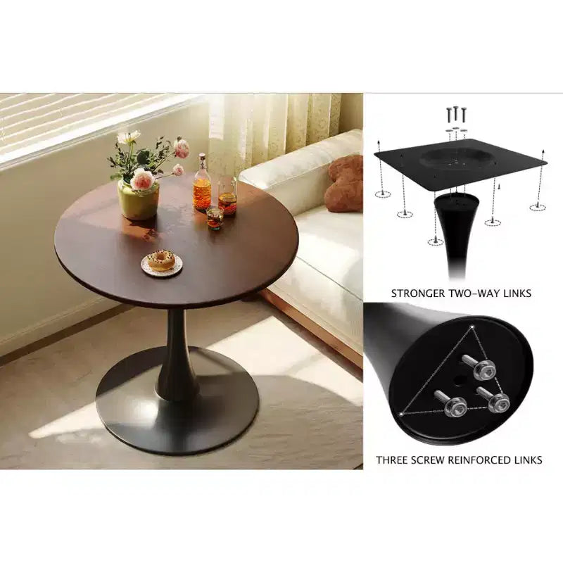 Tavolo da Pranzo Rotondo Mid-Century da 31,5 Pollici, Tavolo da Pranzo Moderno, Tavolo da Cucina Rotondo Tulip, Tavolino da Salotto, Colore Noce