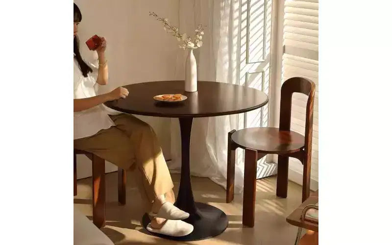 Tavolo da Pranzo Rotondo Mid-Century da 31,5 Pollici, Tavolo da Pranzo Moderno, Tavolo da Cucina Rotondo Tulip, Tavolino da Salotto, Colore Noce