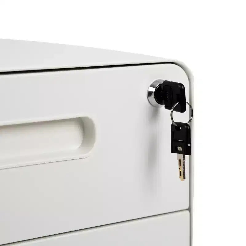 Cassettiera archivio mobile ergonomica a 3 cassetti con serratura, meccanismo antiribaltamento e cassetto per cartelle sospese per documenti legali e formato Letter