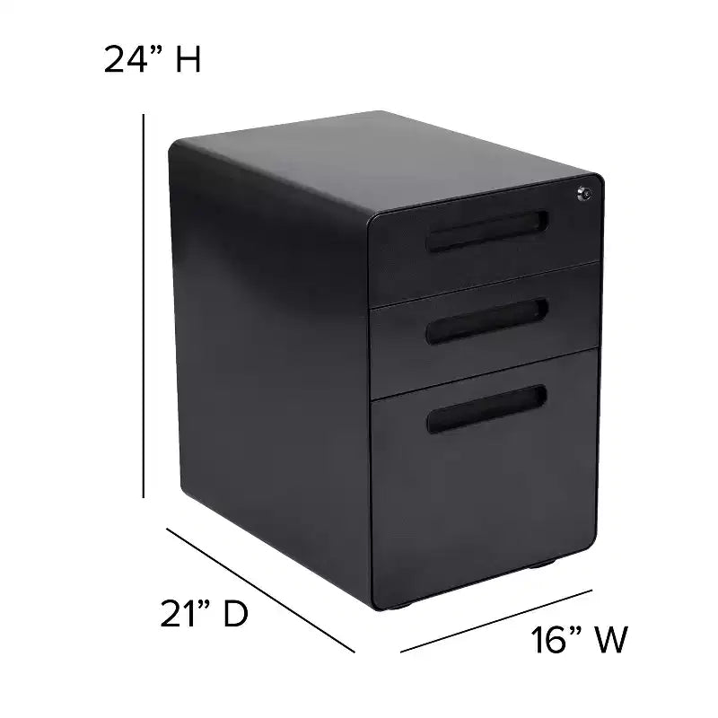 Cassettiera archivio mobile ergonomica a 3 cassetti con serratura, meccanismo antiribaltamento e cassetto per cartelle sospese per documenti legali e formato Letter