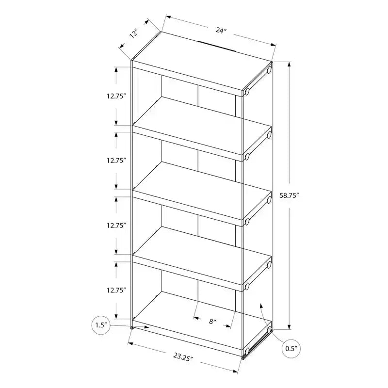 Hollow Core/Tempered Glass Bookcase -