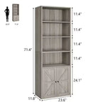 Libreria con ante Scaffale industriale, Librerie in stile rustico in legno a 6 ripiani per camera da letto, soggiorno, ufficio domestico