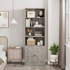Libreria con ante Scaffale industriale, Librerie in stile rustico in legno a 6 ripiani per camera da letto, soggiorno, ufficio domestico
