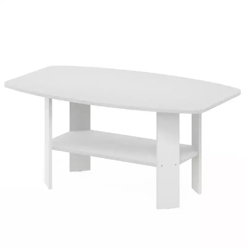 35.5 Simple Design Industrial Coffee Table 2-Tier Rectangular Living Room Furniture,White