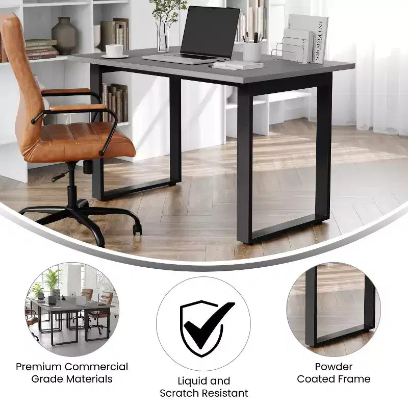 Tavolo da conferenza commerciale 48x30 con piano in laminato spesso 1" a doppia faccia con bordatura in PVC e base in acciaio resistente a U.