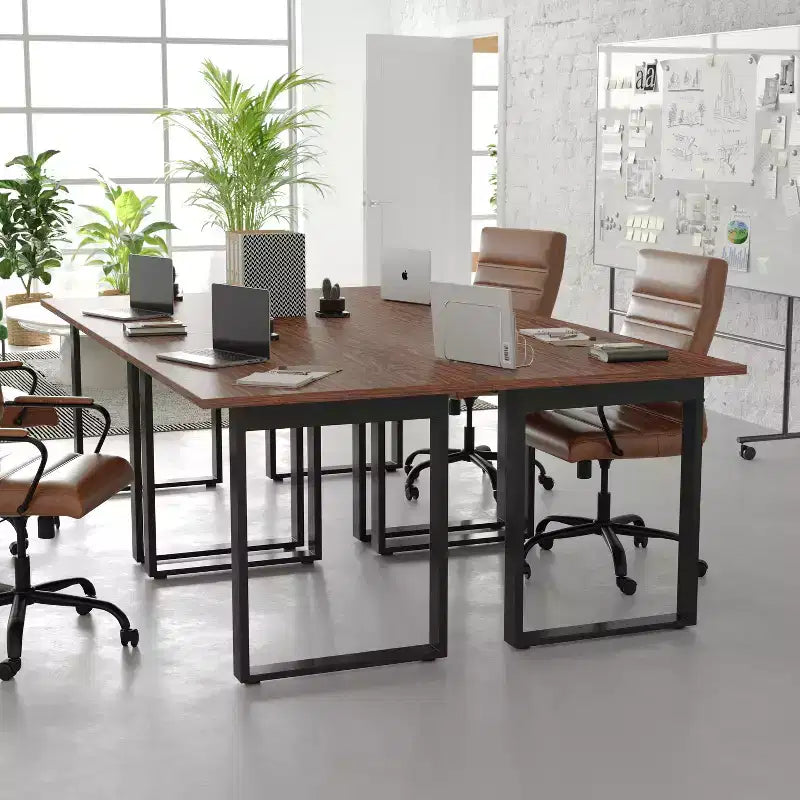 Tavolo da conferenza commerciale 48x30 con piano in laminato spesso 1" a doppia faccia con bordatura in PVC e base in acciaio resistente a U.
