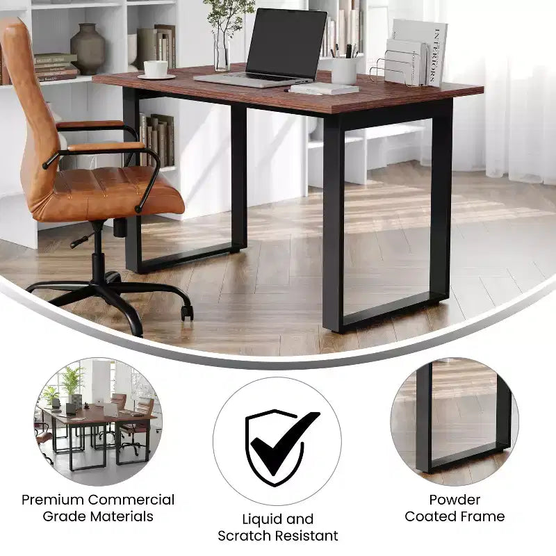 Tavolo da conferenza commerciale 48x30 con piano in laminato spesso 1" a doppia faccia con bordatura in PVC e base in acciaio resistente a U.